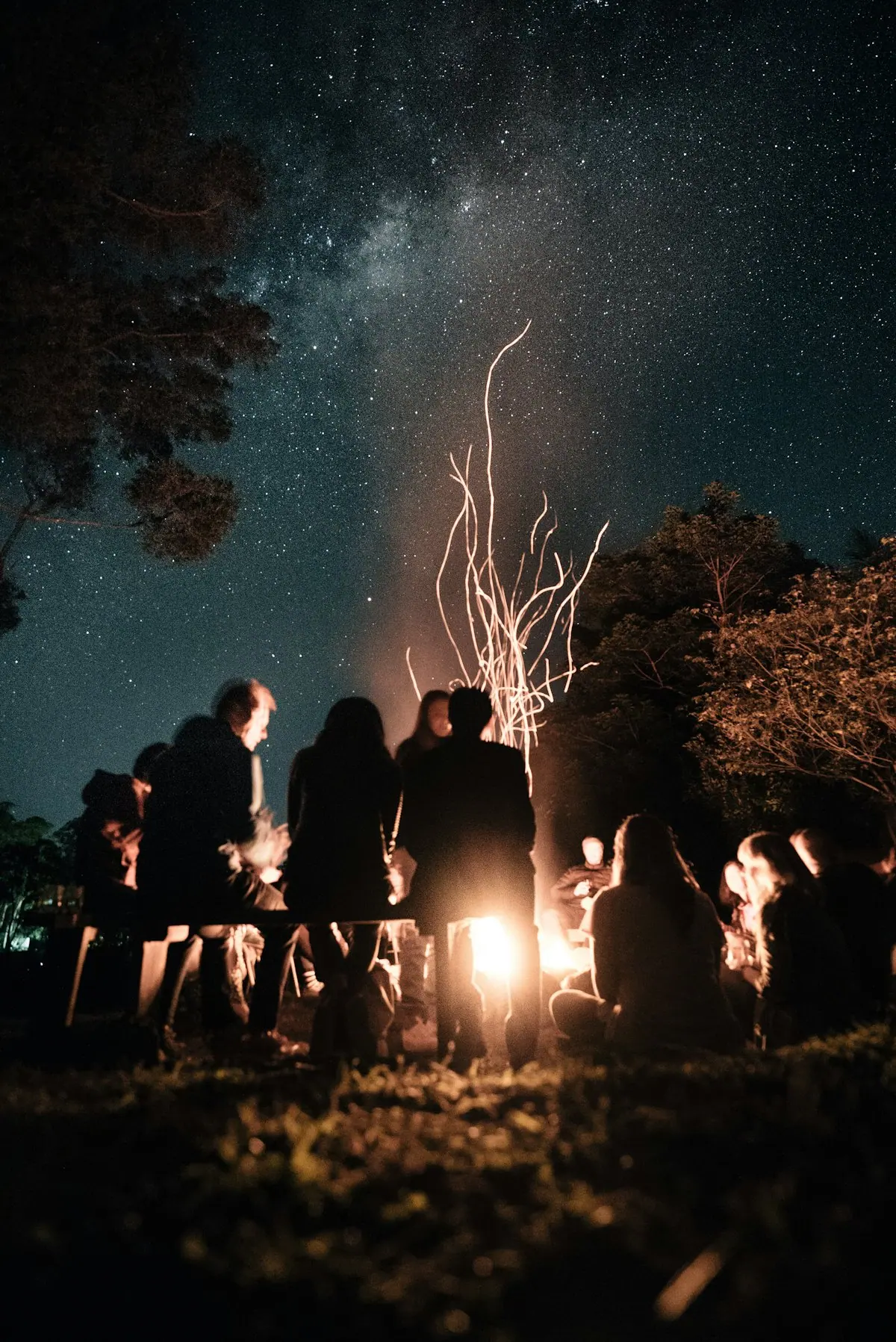 An evening gathering outdoors