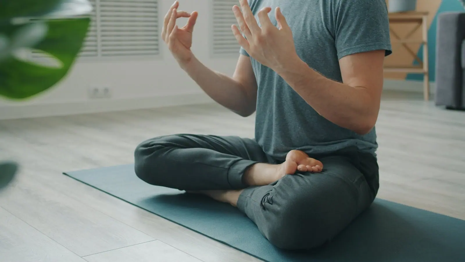 A yoga mat laid out for home practice
