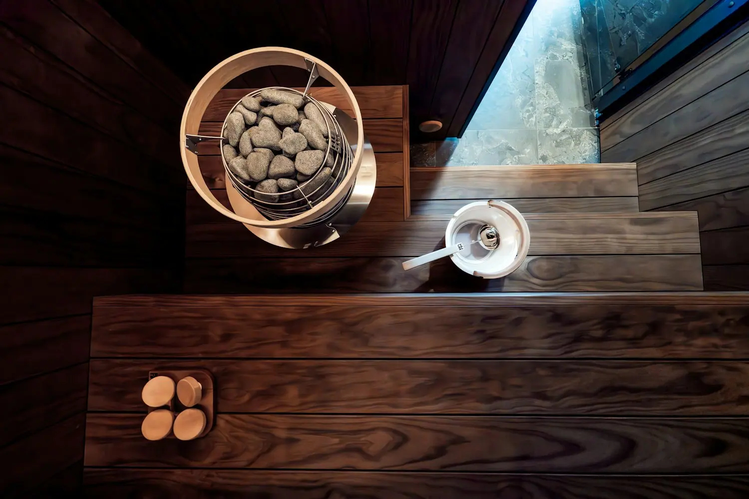 A wooden herbal steam therapy room